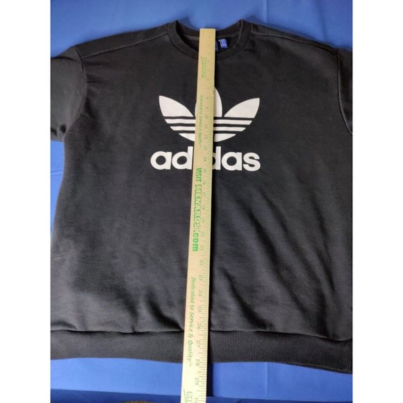 Adidas Trefoil Sweatshirt Womens Spell Out Logo Pockets Black/ White Size Large - Picture 3 of 8